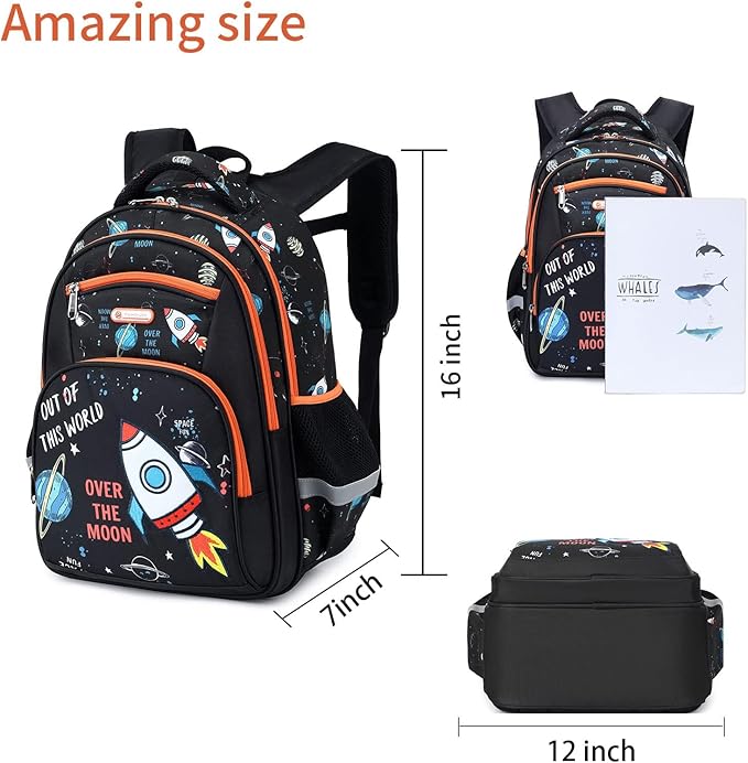 Cusangel Kids Backpack Boys, Elementary Kindergarten Preschool School Bag 16 inch Multifunctional Cute Large Capacity
