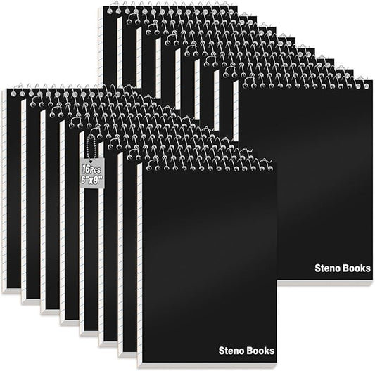 16 Pcs Steno Pads 6 x 9 in Top Spiral Notebook Bulk Pack Note Pad 960 Total Sheets Gregg Rule Steno Notebooks for School Office Home Students Teachers Organized Daily Notes Planners