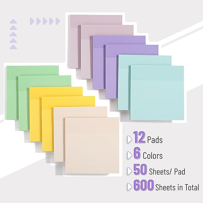 Mr. Pen- Transparent Sticky Notes, 3" x 3", 12 Pads, 600 Sheets, See Through Self-Adhesive Notes for Bible Journaling and Studying, Water-Resistant, Easy to Peel, Clean Removal