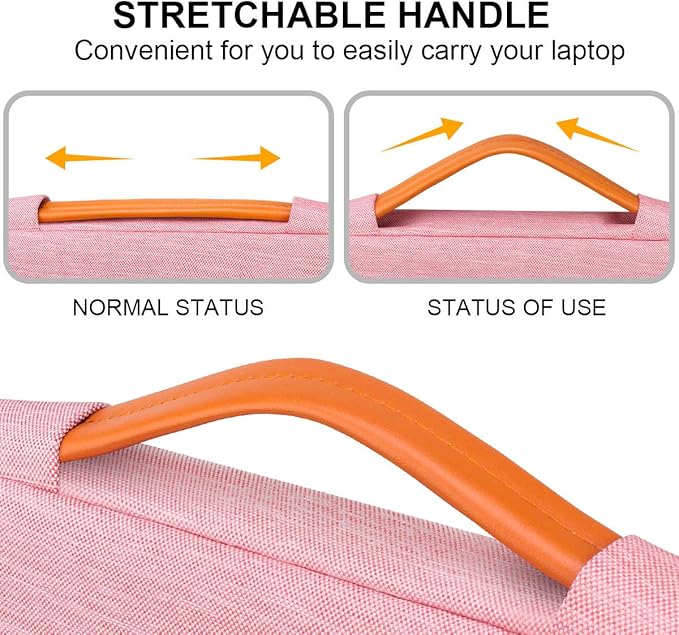 Lacdo 360° Protective Laptop Sleeve Case for 16 inch MacBook Pro M5 Pro/Max A3428 A3429 (2026), M4/M3/M2/M1 A3403 A3186 A2991 A2780 A2485 A2141, 15 inch Surface Laptop 7/6/5/4/3 Computer Bag, Peach