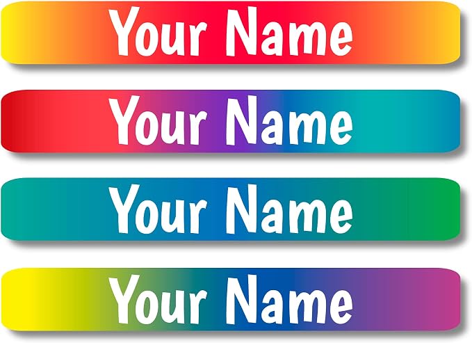 Lovable Labels Personalized Labels for Kids (120 Labels) - Waterproof Dishwasher Safe Peel and Stick Labels are Great for School Supplies Daycare Camp Bottles (Tye-Dye)