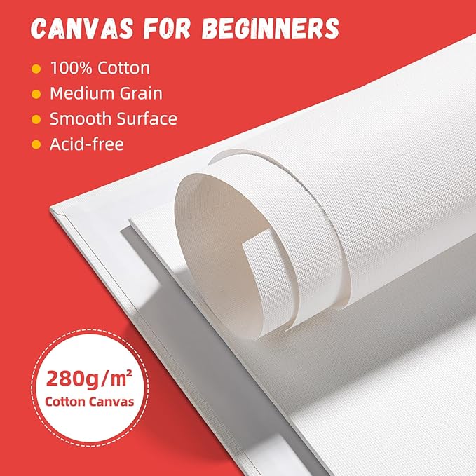 Simetufy 12 Pack 9 x 12 inch Canvas Boards for Painting Canvas Panels- Gesso Primed Acid-Free 100% Cotton for Acrylics Oil Watercolor Tempera Paints