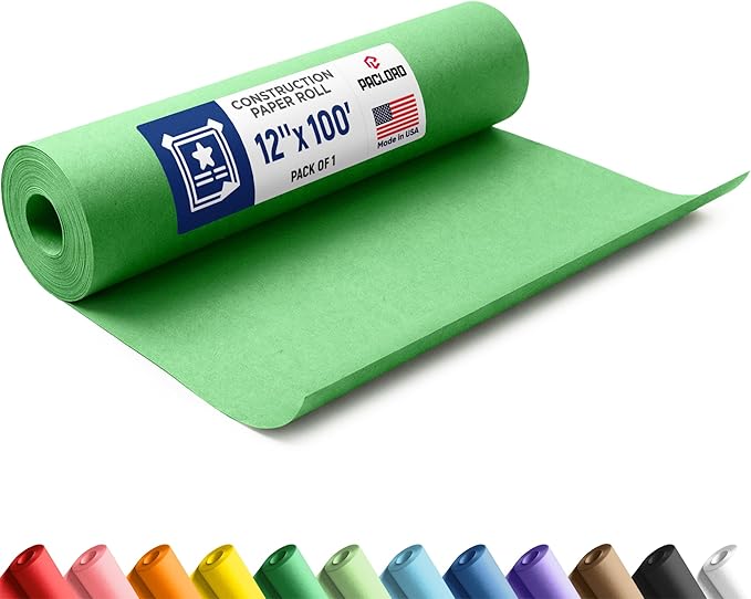 Green Construction Paper Roll 12" x 100 ft – Made in USA – 12" Bulletin Board Paper for Classroom & School, Teachers & Kids