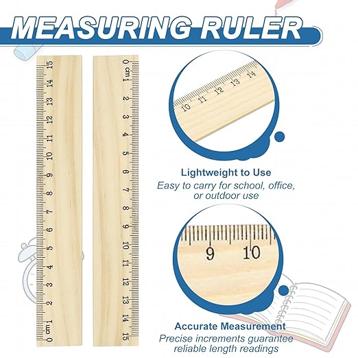 PATIKIL 6 Inch Wooden Rulers, 12Pcs Drafting Ruler Measuring Drafting Tools with Centimeters for Office Home Teacher Drawing Supplies, Wood