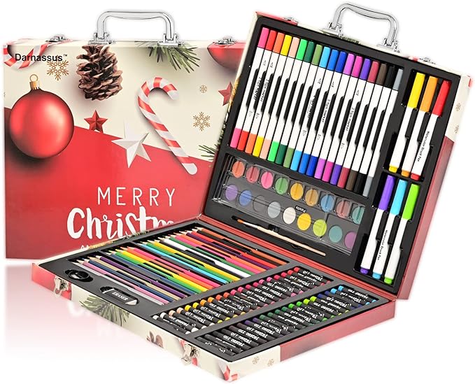 Darnassus 132-Piece Art Set, Deluxe Professional Color Set, Creating Gift Box, Art Set Crafts Drawing Painting Christmas Kit for Kids and Adult, Girls Boys