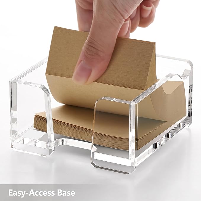 SANRUI Acrylic Sticky Note Holder , for Post-it Note Pad Dispenser Desktop Accessories Organization, Self Memo Pad for School Office Desk Supplies ( 3''x3'' Clear)