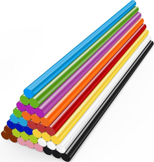 ENPOINT Colored Hot Glue Sticks, 8" Long x 0.27" Dia Mini Glue Sticks for Hot Glue Gun, Sealing Wax Sticks for Wax Seal Stamp Crafting DIY Art Repair, Mini Glue Sticks Bulk Classroom 36pcs