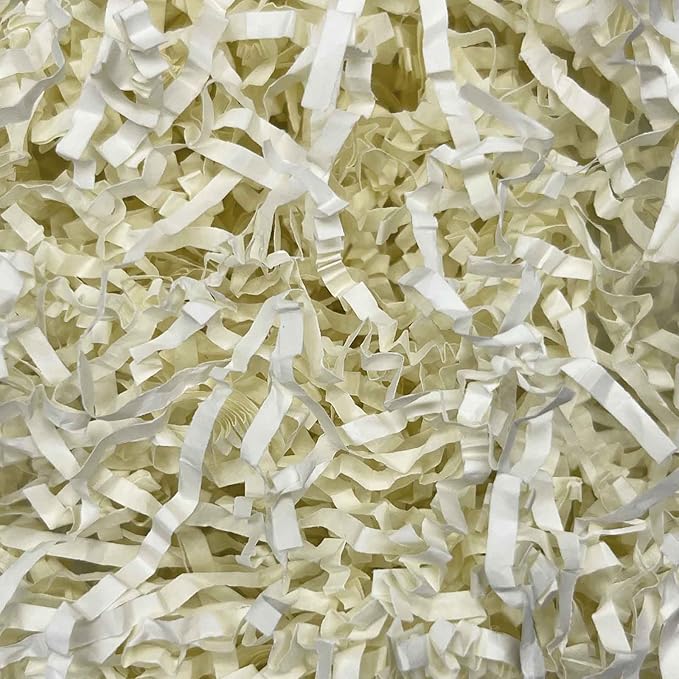Tisspoms 3LB Ivory Crinkle Cut Paper Shred Filler, Paper Shreds for Basket Fillers, Birthday, Gift Wrapping, Anniversary, Wedding, Halloween, Thanksgiving, Christmas Gift Decor Party Filler
