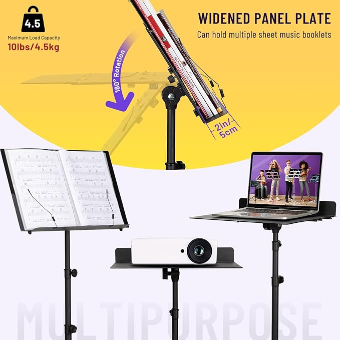 CAHAYA Foldable Sheet Music Stand with Tri-fold Panel Portable Music Stand with Carrying Bag Matte Frosted Metal Material Sturdy Height Adjustable CY0317