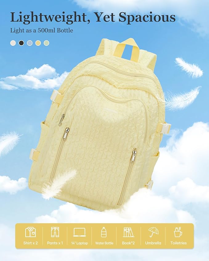 weradar Lightweight Middle School Bag For Teens Girls,Kawaii Backpack For College Students,Aesthetic Bookbag,Cute School Backpack For Women Casual Daypack(Yellow)
