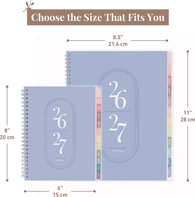 Rileys Academic Planner 2026-2027, Daily, Weekly & Monthly Planner, July 2026 - June 2027, Student Notes Pages, Twin-Wire Binding, Weekly Agenda for School & Work (8.5 x 11-Inches, Blue)