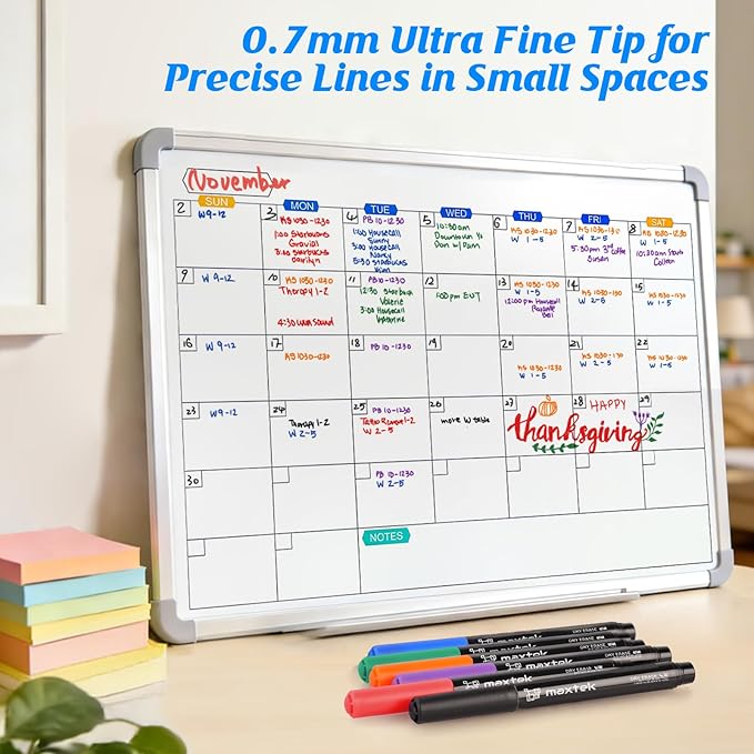 maxtek Low Odor Dry Erase Markers Mixed Tip, Whiteboard Markers Set 10 Count with 1 Magnetic Eraser