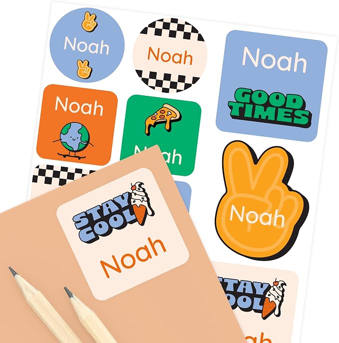 Camp Name Labels for Kids (33) – Personalized Stickers & Daycare Labels – Waterproof for Water Bottles, Lunch Boxes & School - Stay Cool