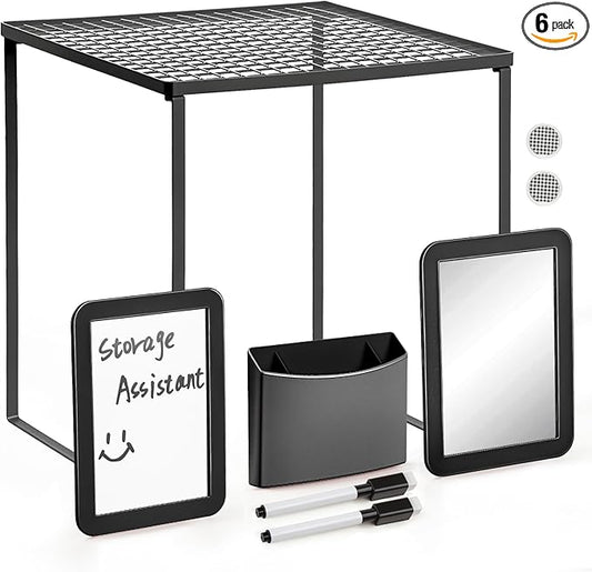 Locker Organizer Accessories Kit for Boys, 8 Pcs Black Locker Decorations for Middle School, Back to School Preppy Essentials Set