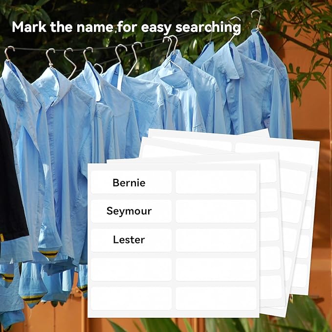 Personalized Iron On Name Labels No-Iron Fabric Labels for School, Daycare, Nursing Care, Toys, Pack of 50 (1/2" x 1-3/4")