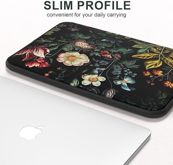 iCasso Laptop Sleeve 13 inch for MacBook Air 13-13.6 inch, Laptop case for MacBook Pro 13 inch, Slim Protective Travel Carrying Case for MacBook Pro 14 inch, Chromebook, HP, Dell, Vintage Floral