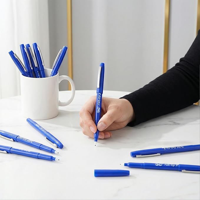 Mr. Pen- Felt Tip Pens, 36 Pack, 0.7 mm, Blue Felt Tip Pens Bulk, Fast Dry, No Smear, Planner Markers for Underlining, Writing, Drawing, Journaling Supplies