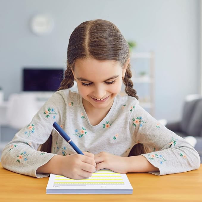 Eaasty 400 Sheets Write Beginner Paper Level 1 with Lines and Yellow Highlighted Practice Writing Paper for Kids Proper Letter Positioning, 11 x 8.5''