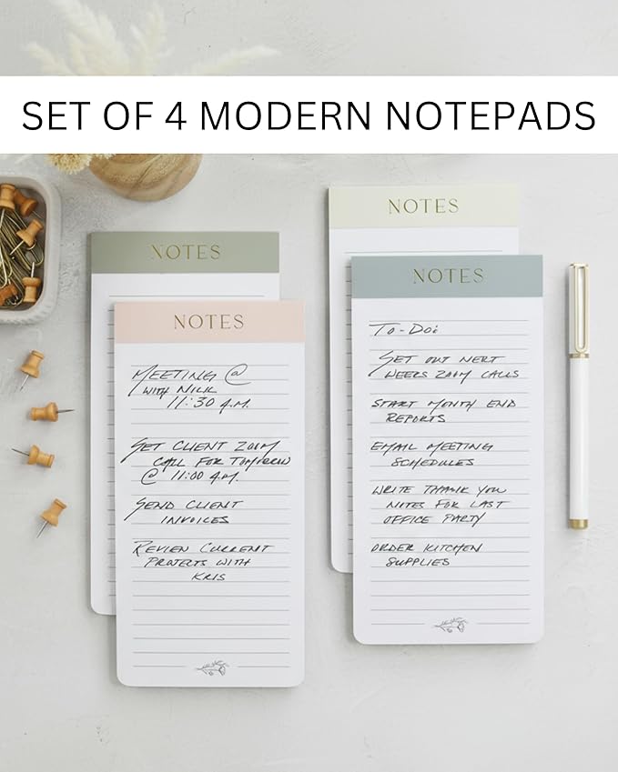 Beautiful Magnetic Notepads for Fridge - Set Of 4 Modern Note Pads With Lined Pages to Easily Write Notes & Make Grocery/Shopping Lists - The Perfect To Do Pad w/ Strong Magnets for Your Refrigerator