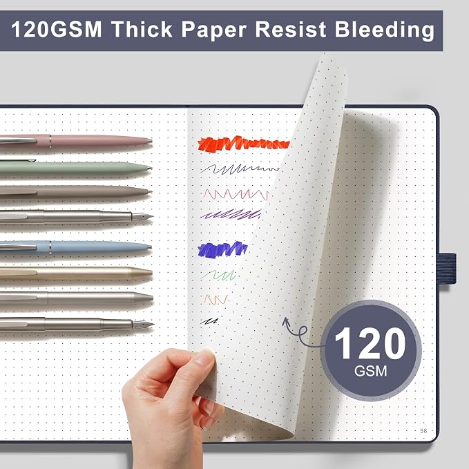 AHGXG Dotted Journal Notebook, 160 Numbered Pages, A5 Size (5.7'' x 8.3'')