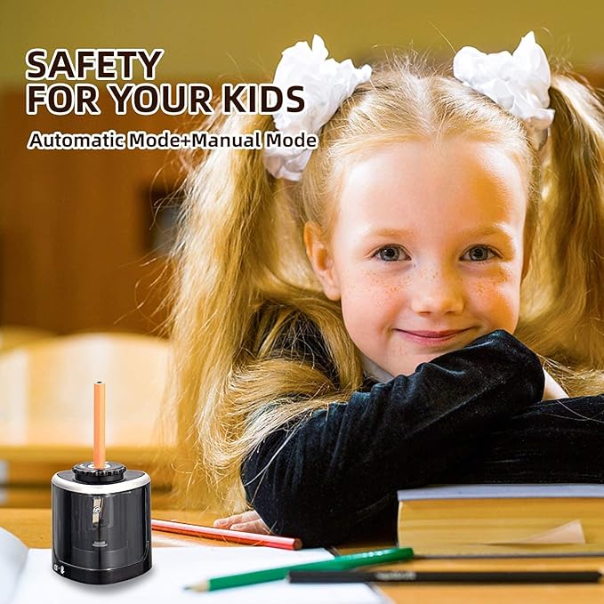 Aogwat Pencil Sharpener Electric Pencil Sharpener for Kids, Blade to Fast Sharpen, Suitable for No.2/School/Classroom/Office/Home (Black)