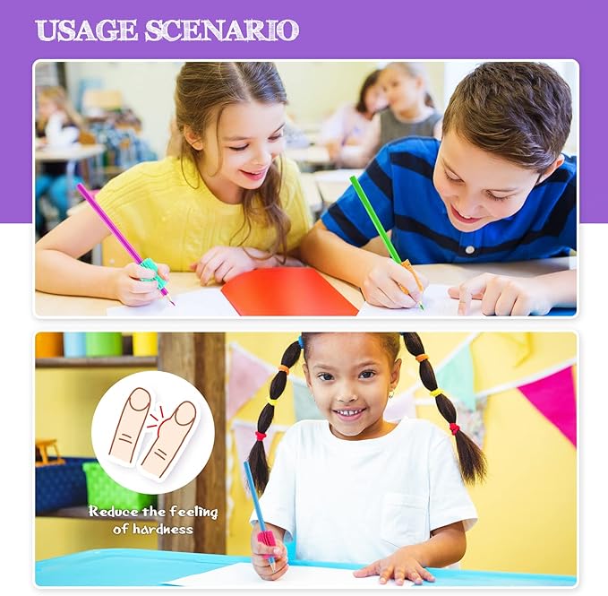Chivao 25 Pcs Squishy Pencil Soft Grip for Kids Handwriting Grips for Pencils Colorful Cushioned for Adults Kids Drawing Reusable