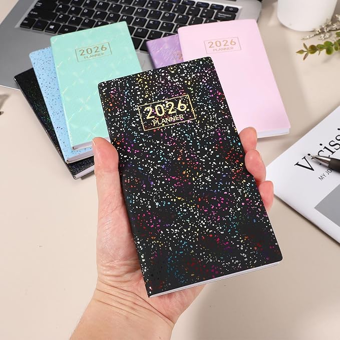 PATIKIL 2026 Daily Planner Notebook, 6.8 x 3.8" 64 Sheets Undated to Do List Daily Weekly Monthly Goals Pocket Notebook for Office Home Study Work Weeding Time Management, Laser Purple