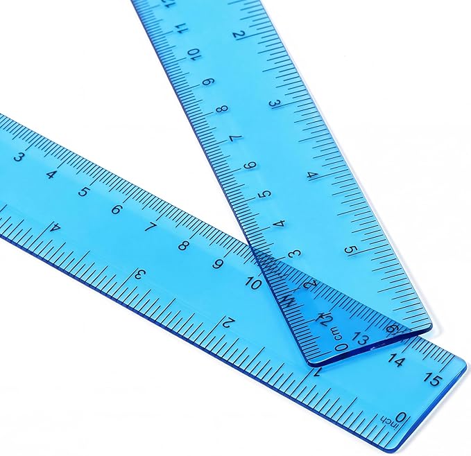 EBOOT 2 Pack Plastic Ruler Straight Ruler Plastic Measuring Tool for Student School Office(Blue,6 Inch)