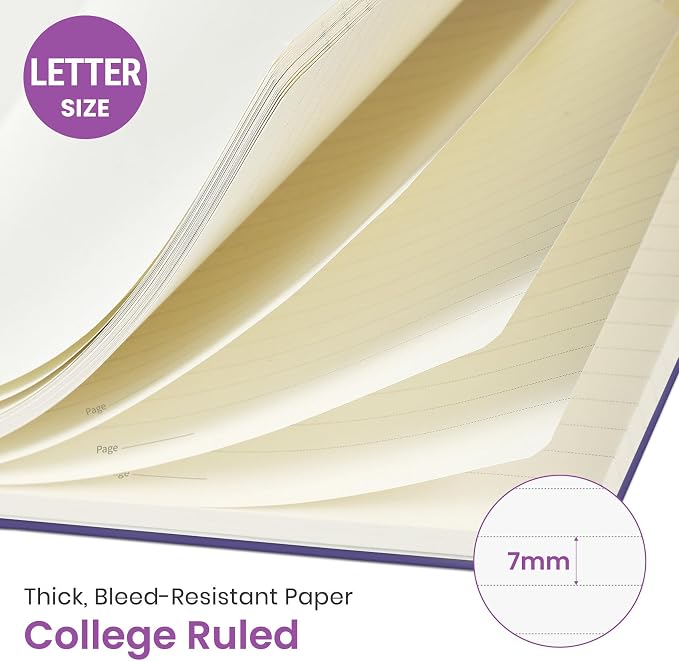 Taja Large Spiral Lined Journal for Women and Men, Notebook for Work