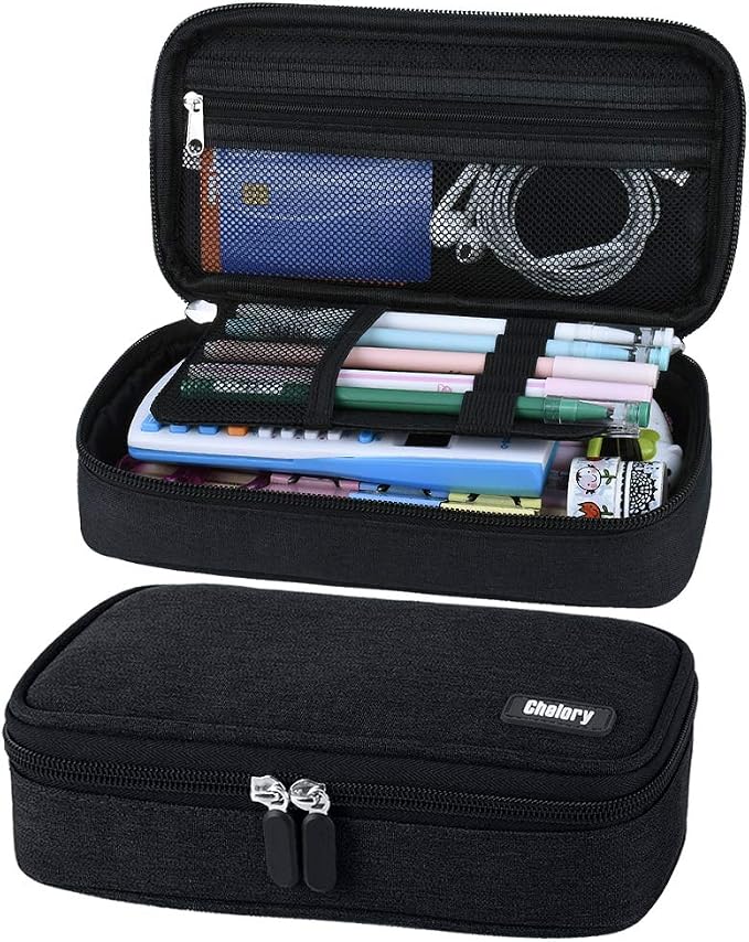 Chelory Big Capacity Pencil Case Large Pencil Bag Pouch Pen Case Pencil Marker Holder Stationery Storage Makeup Bag for Office Supplies Adults