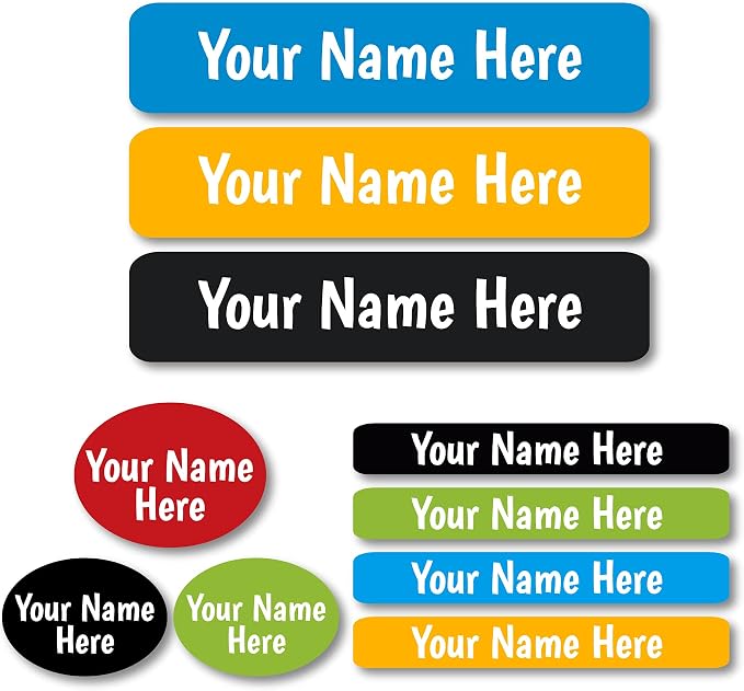Lovable Labels Personalized Labels for Kids (85 Labels/Pack) - 3 Label Sizes Waterproof Dishwasher Safe Peel & Stick Labels for School Supplies Daycare Camp Clothing Bottles (Licorice Twist)