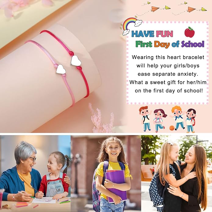 UNGENT THEM Big & Small Heart Bracelets Back to School Gifts for Girls