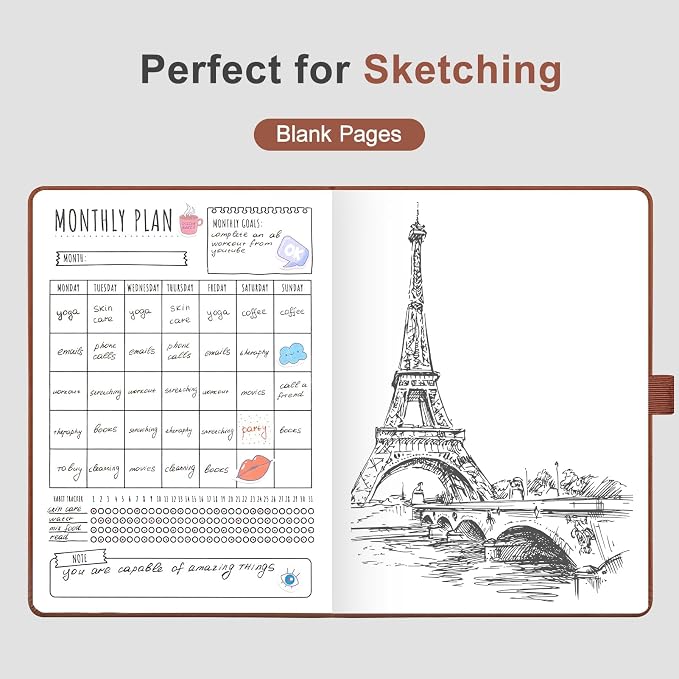 AHGXG Blank Journal Notebook, 160 Pages, A5 Medium Size (5.7'' x 8.3'')