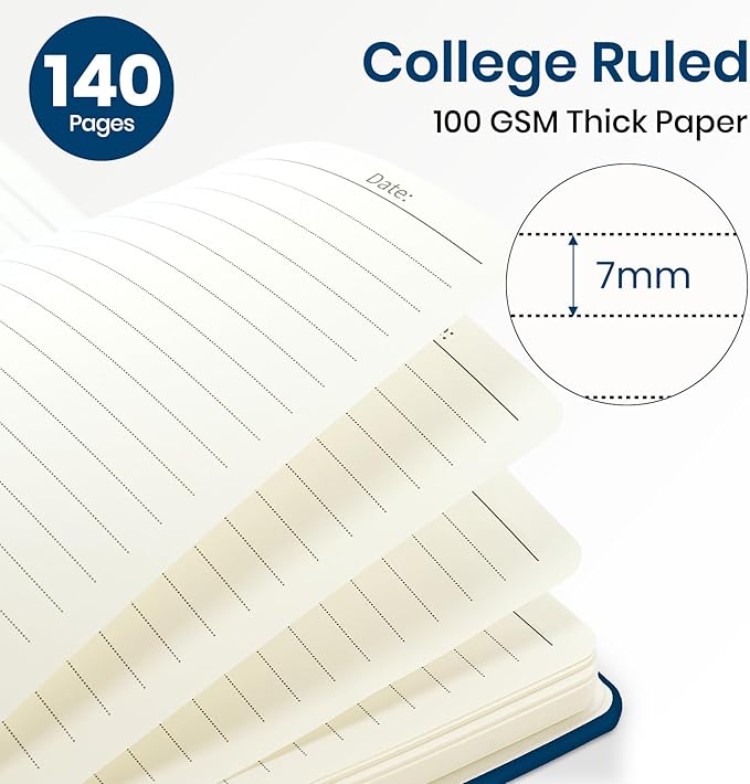 ZOTIA Lined Spiral Journal Notebook for Women, A5 College Ruled Journals for Writing, Hardcover Notebooks for Work, Note taking and Office School Supplies,140 Pages - Navy Blue