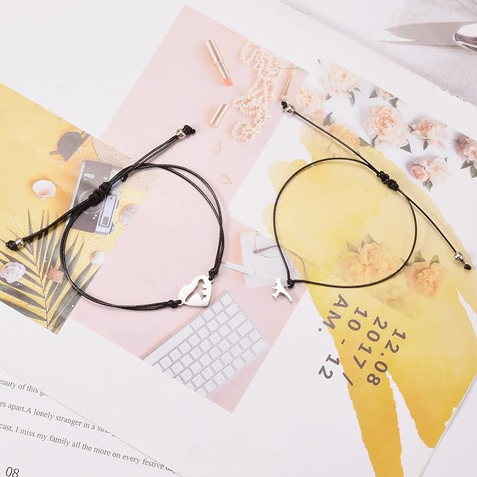 Back to School Gifts Mommy and Me Bracelet First Day of School Matching Wish Bracelets Set for Mother Daughter Son Women Teen Girls Boys Jewelry Gift