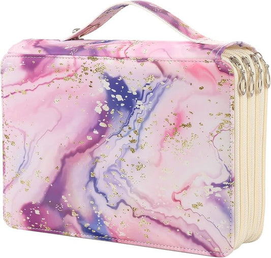 Portable Colored 200 Slots Pencil case Organizer with Printing Pattern for Watercolor Pens, Pencil Case Organizer for Artist