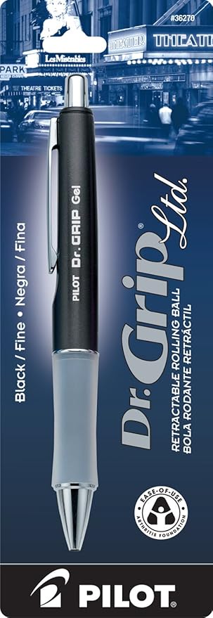 PILOT Gel Pen, Fine Point, Charcoal Gray | Black Ink | Retractable | Metallic Barrel | Pack of 2