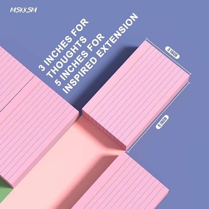 Pink Index Cards 3x5 Inch - 200 Count, Ruled Index Flash Cards for Studying, 180GSM Pink Note Cards 3x5 Lined Index Cards, Flashcards 3 x 5 Notecards Lined College Ruled Study Card for Office, School