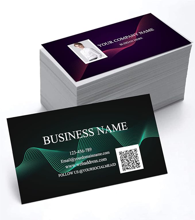 Customizable Printed Business Stock Cards -Single and Double-sided Color Printing - 3.5" x 2" - 100% Recycled Content (500/200 PCS) Premium Double-sided Print