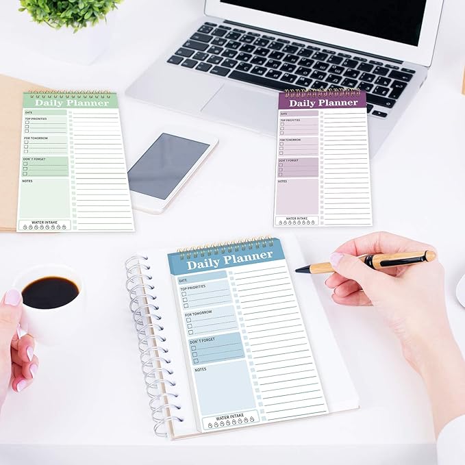 8 Pack To Do List Notepad 25 Page Undated Daily Planner Notepad To Do List Notebook Spiral Waterproof with Task Checklist for Home Office School Supplie Schedule Work(7.8 x 5.2 Inch,Cute Color)