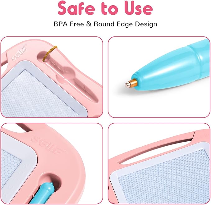 SGILE Toddler Toys for Kids, Magnetic Drawing Board for Birthday Gift, Toys for 1 2 3 Year Old Girls Boys, Etch & Sketch Pad with 3 Stamps, Learning and Educational, Light Pink