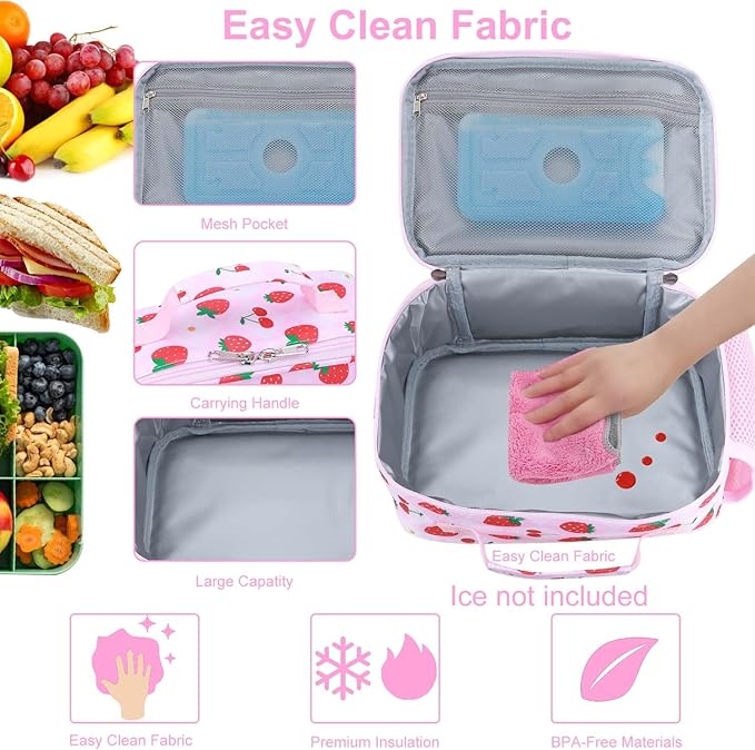 RHCPFOVR Kids Lunch Bag - Insulated Lunch Box for Boys Girls,Washable Lunch Bag and Reusable Toddler Leak-proof Lunchbox for School and Daycare