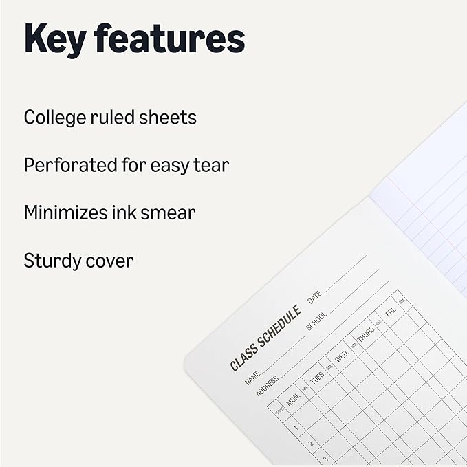 Amazon Basics Composition Notebook, College Ruled, 100 Sheets, 9.75" x 7.5", Marble Black, 12-Pack