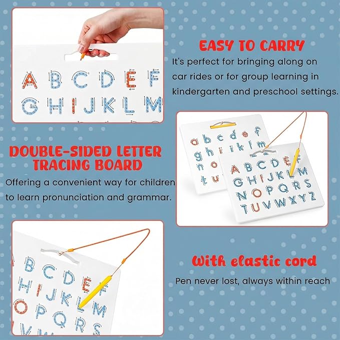 LovesTown Magnetic Alphabet Tracing Board, Double Sided Magnetic Letter Board for Kids Preschool Educational Learning Toys for Toddlers