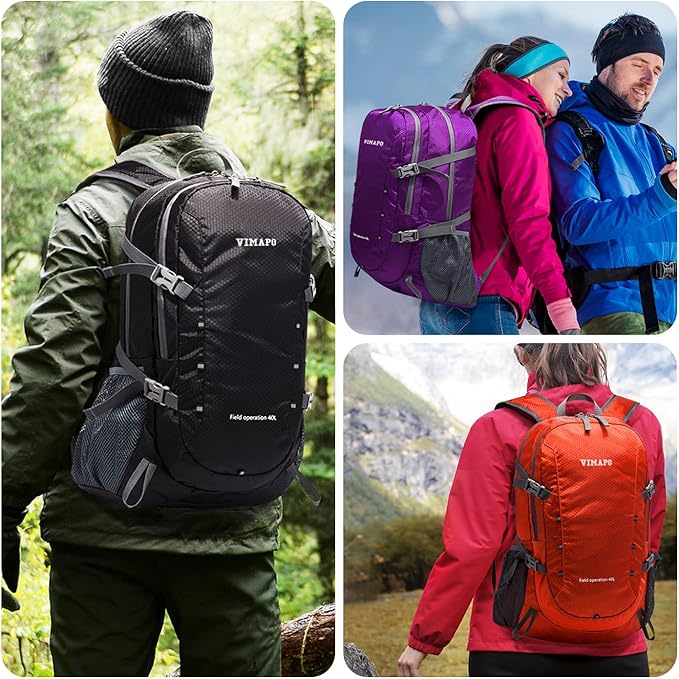 Packable Lightweight Backpack 40L, Ripstop Nylon Foldable Traveling Daypack, Collapsible Hiking Backpack For Outdoor(Purple)