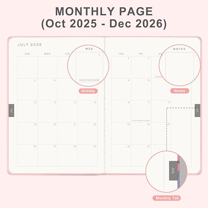 And Per Se 2026 Planner, 15 Months Hardcover Daily, Weekly & Monthly Planner, A5 size, 100GSM Thick Paper, Back Pocket, 5.7" x 8"(Bowknot Pattern)