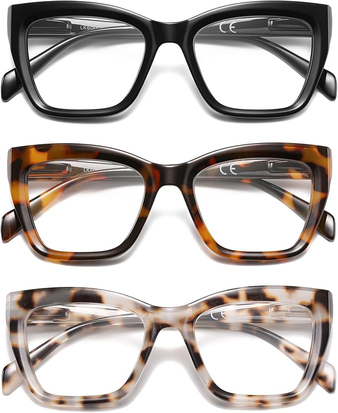 LKEYE Oversized Reading Glasses Women Men Oprah Style Blue Light Blocking Computer Square Reader Spring Hinge Eyewear LK6085
