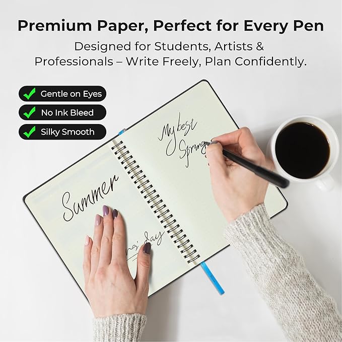 Planner 2026-2027 Daily Weekly and Monthly,11.5"x8.5",18 Months Spiral Bound Calendar Agenda with Self-adhesive Pen Holder,2026 Academic Plan with Vegan Leather Soft Cover,Black