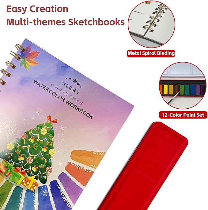 Watercolor Workbooks, Beginner Watercolor Painting Kit – Perfect for Gifting to Spark Creativity & Joy for Adults (Bouquet -Without Palette)