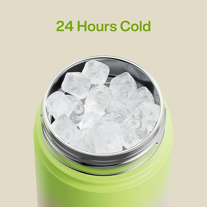 ENCOOL Insulated Water Bottle with Straw Stainless Steel Water Bottle, Leak-Proof, BPA-Free, Double Wall Vacuum Keeps Cold for 24 Hours for Sports, Travel, School (18 oz, Morning Dew)